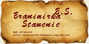 Branimirka Stamenić vizit kartica